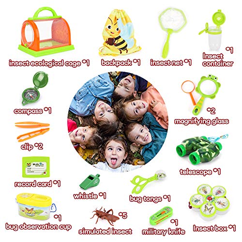 BeebeeRun 21 Piezas Kit de Juguetes de Exploración, Outdoor Explorer Kit Aventura Juguetes Educativos Regalo para Niños 3-10 Años