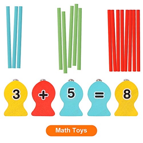 BeebeeRun 3 IN 1 Juego de Pesca Magnetico, Juguetes Madera Montessori 3 años 4 años,Habilidad Motora Educación Regalo para Niños Niño Niña