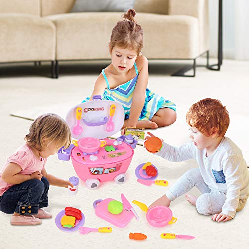 BeebeeRun 32PCS Alimentos Juguetes,Juguete de Cocina Infantil con Sonidos y Luces,Educativos Juguetes niños 3+ años niños niñas