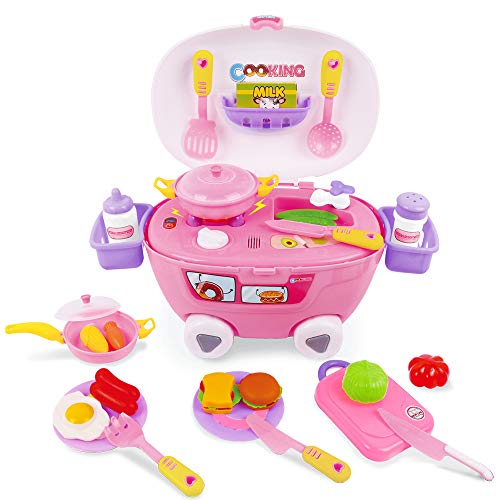 BeebeeRun 32PCS Alimentos Juguetes,Juguete de Cocina Infantil con Sonidos y Luces,Educativos Juguetes niños 3+ años niños niñas