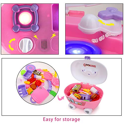 BeebeeRun 32PCS Alimentos Juguetes,Juguete de Cocina Infantil con Sonidos y Luces,Educativos Juguetes niños 3+ años niños niñas