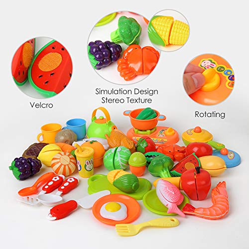 BeebeeRun Corte de Frutas y Alimentos Falsos,Alimentos Juguetes Niños 3 Años,Accesorios de Cocina