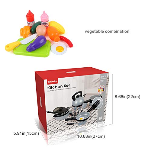 BeebeeRun Juguete de Cocina Set,Cocina de Juguete,Niños de 3 Años de Edad,22 Piezas
