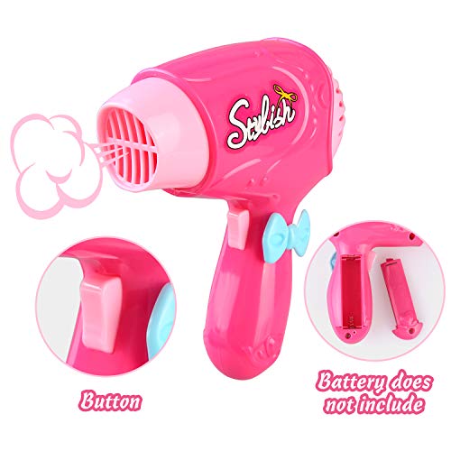 BeebeeRun Juguetes de Belleza Niñas, Juegos de Imitación Chicas, Juegos de Peluquería con Bolsa de cosméticos y Accesorios Secador de Pelo RizadorJuguetes Regalo de Moda para Niños 3 años+