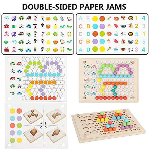 BeebeeRun Juguetes de Madera para Bebes,Juegos de Pesca Magnética de Madera Juego de Cuentas de Clip,Juguetes Montessori 3 Años Niños Niñas Juguetes Educativos