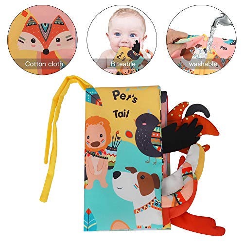 BeebeeRun Libros de Tela para Bebé Animales Activity Libros Blandos,Aprendizaje y Educativo Juguete para Bebé Recién Nacido Niños