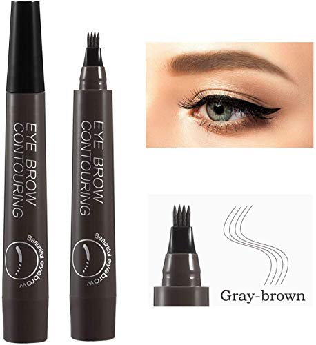 BEENLE Lápiz de Cejas Líquido, Lápiz de Tatuaje Para Cejas, 4 Puntas de Horquilla Líquida Para Maquillaje de Ojos,Para el Maquillaje Ocular (Marrón)