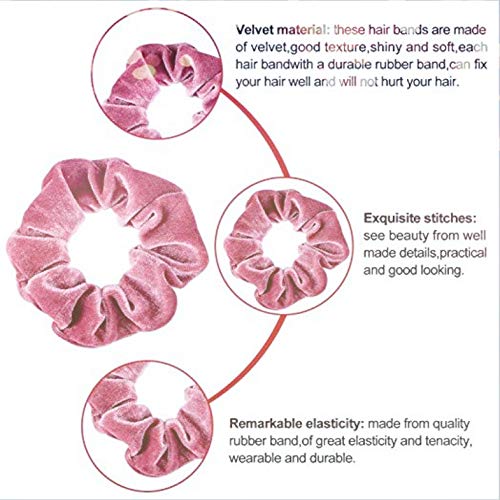 Beeria - 5 unidades de coleteros de terciopelo para el pelo, para mujer, bandas para el pelo (colorete/malva)