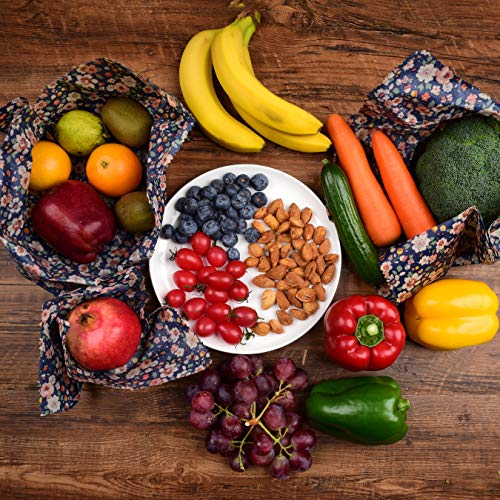 BEE’S TREND Bee Wrap Envoltorio Cera Abejas Reutilizable - Rollo 100% Algodón, Cera Natural, Resina Árbol y Aceite Jojoba - Lavable, Duradero - Cortable para Sobras y Comida - Flores Azules, 1,2m