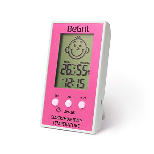 BeGrit Room Hygrometer Termómetro para la temperatura de la habitación del bebé Humedad de la humedad del monitor, digital Easy Instant Read with Smile/Emoción Triste Icono