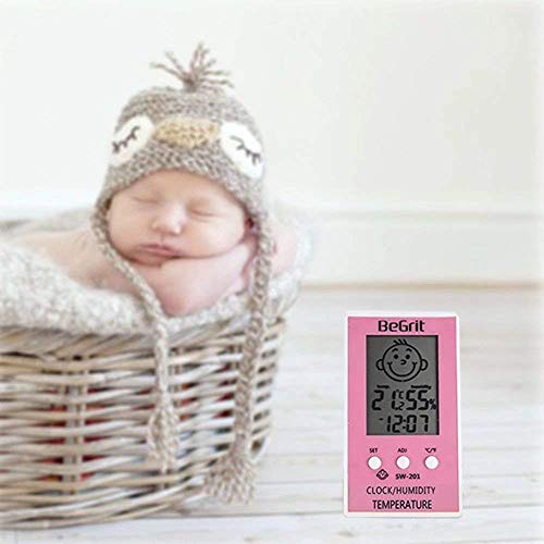 BeGrit Room Hygrometer Termómetro para la temperatura de la habitación del bebé Humedad de la humedad del monitor, digital Easy Instant Read with Smile/Emoción Triste Icono