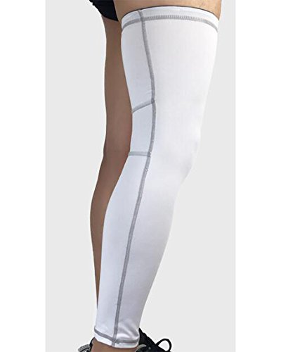 Beinwärmer Leg Warmers/Accesorio de Ciclismo,Anti-UV Perneras Mangas Elástica Transpirable Como, Calcetines de Compresion de Pierna Completa (Envoltura única) Blanco XL