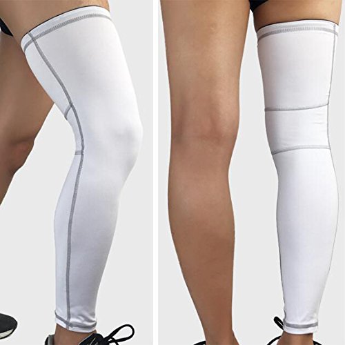 Beinwärmer Leg Warmers/Accesorio de Ciclismo,Anti-UV Perneras Mangas Elástica Transpirable Como, Calcetines de Compresion de Pierna Completa (Envoltura única) Blanco XL