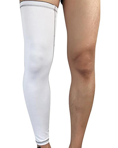 Beinwärmer Leg Warmers/Accesorio de Ciclismo,Anti-UV Perneras Mangas Elástica Transpirable Como, Calcetines de Compresion de Pierna Completa (Envoltura única) Blanco XL