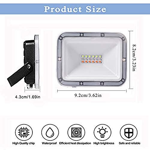 Bellanny Luz de Inundación LED RGB para Exteriores 10W, Foco LED RGB IP67 Impermeable con 4 modos y 16 colores, Control Remoto, para Jardín, Fiestas, Decoración (Conservar la Última Ajuste)