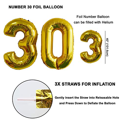 BELLE VOUS 30 Cumpleaños Decoracion - Globos de Cumpleaños - Globos de Helio para Cumpleaños Fiesta Décor para Niña Niño Hombre Mujer (Números 30 Happy Birthday) - Regalos Kit