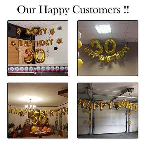 BELLE VOUS 30 Cumpleaños Decoracion - Globos de Cumpleaños - Globos de Helio para Cumpleaños Fiesta Décor para Niña Niño Hombre Mujer (Números 30 Happy Birthday) - Regalos Kit