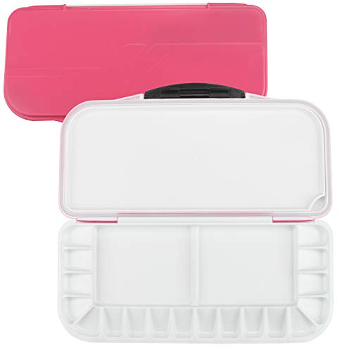 Belle Vous Caja Acuarela Vacía Rosado Paleta 18 Compartimentos (27 x 24 cm) Paleta Acuarela se Mantiene Húmeda Pintura Acrílica, Acuarela y Oleo- Paleta Color con (1+2) Áreas de Mezcla Adultos y Niños
