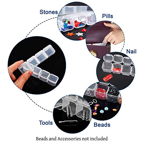 Belle Vous Organizadores para Abalorios (3 Paquete) - 28 Compartimentos (11x17,5cm) Plástico 5d Diamond Pintura de Diamantes Caja con Blanco Etiqueta Adhesivo - Para Rocailles Abalorios e Manualidades