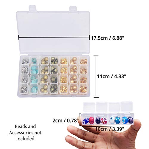 Belle Vous Organizadores para Abalorios (3 Paquete) - 28 Compartimentos (11x17,5cm) Plástico 5d Diamond Pintura de Diamantes Caja con Blanco Etiqueta Adhesivo - Para Rocailles Abalorios e Manualidades