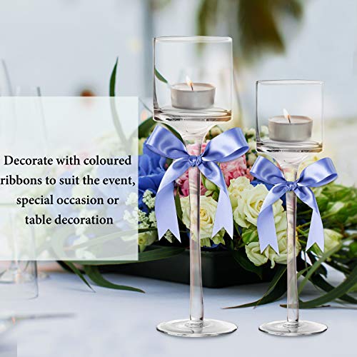 BELLE VOUS Portavelas de Vidrio (3 Piezas) - 3 Tamaños G-26cm, M-23cm, P-20cm - Candelabros para Velas de Te - Luces de té Portavelas Perfecto para Regalos, Mesas de Boda, Fiesta Decoración