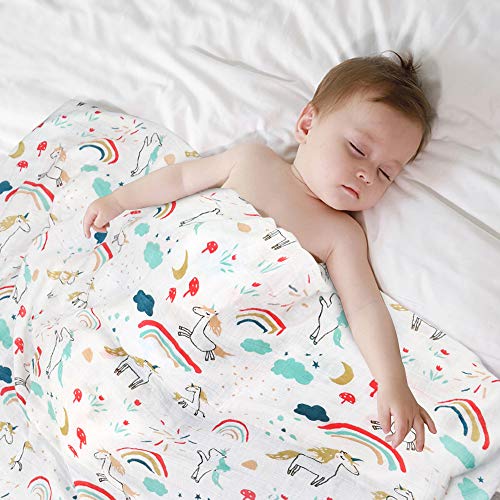 BelleStyle Mantas Swaddle Bebé, 120x120 cm Grande Mantas de Muselina de Bambú Algodón para Bebes Recién Nacidos, Envoltura de Muselina Mantas - Paquete de 3