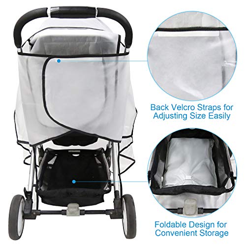 BelleStyle Protector de lluvia universal para cochecitos capazos de bebé Protector de Lluvia con ventana Se adapta a cualquier carrito con una Mosquitera para Cochecito y bolsa de almacenamiento