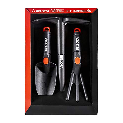 Bellota 2994 - Kit de jardinería y huerto que incluye: rastrillo, transplantador y azuela, herramienta pequeña de jardin