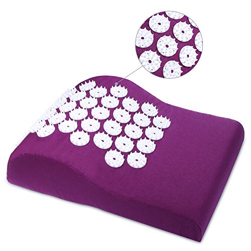 Belmalia Cojín de Acupresión para Cabeza y Nuca, Almohada, Cojín de Masaje, Cojín de Faquir, Cojín Relajante, MTC Violeta Morado