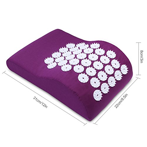 Belmalia Cojín de Acupresión para Cabeza y Nuca, Almohada, Cojín de Masaje, Cojín de Faquir, Cojín Relajante, MTC Violeta Morado