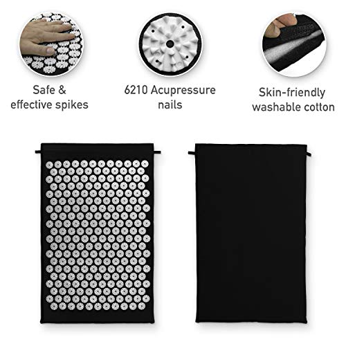 Belmalia Esterilla de Acupresión, Esterilla de Masaje, Esterilla de Faquir, Esterilla de Relajación, Negro
