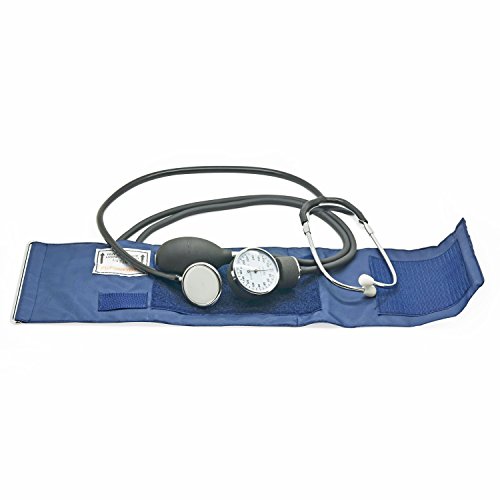Belmalia Tensiómetro de Brazo Manuales con Estetoscopio Doble Campana, Esfigmomanómetro Aneroide, Bolsa para Servicios de Socorro, Médico, Consultorio, Azul Negro