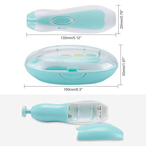 BelonLink Lima de Uñas Bebe, 6 en 1 Manicura de Seguridad Electrica Lima de Uñas Bebe dedo, kit de Cortaúñas Bebes/Set de Manicura y Pedicura para los Dedos y pies de Bebés y Adultos,Pulido y Recorte