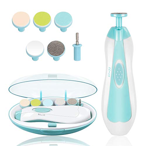 BelonLink Lima de Uñas Bebe, 6 en 1 Manicura de Seguridad Electrica Lima de Uñas Bebe dedo, kit de Cortaúñas Bebes/Set de Manicura y Pedicura para los Dedos y pies de Bebés y Adultos,Pulido y Recorte