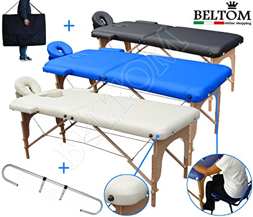 Beltom Camilla de Masaje 2 Zonas portatil Mesa Cama Banco Plegable Reiki Fsioterapeuta - Negro