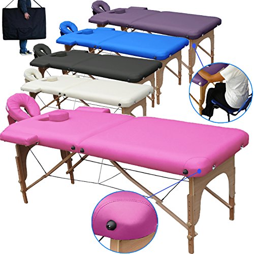 Beltom Camilla de Masaje 2 Zonas portatil Mesa Cama Banco Plegable Reiki Fsioterapeuta - Rosa