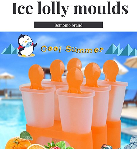 Bemomo Ice Lolly - Moldes reutilizables para hacer helados y polos, los niños prefieren Pop Molds Ice Lolly Makers como base | maravilloso regalo en verde o naranja (color al azar en entrega)