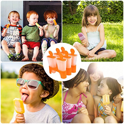 Bemomo Ice Lolly - Moldes reutilizables para hacer helados y polos, los niños prefieren Pop Molds Ice Lolly Makers como base | maravilloso regalo en verde o naranja (color al azar en entrega)