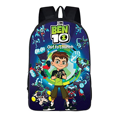 Ben 10 Viajes de placer salvaje Mochila impermeable Ligera Mochila grande clásica simple Capacidad Niños Mochila Mochila Estudiante Personalidad tendencia de la moda del viento Colegio de escolar