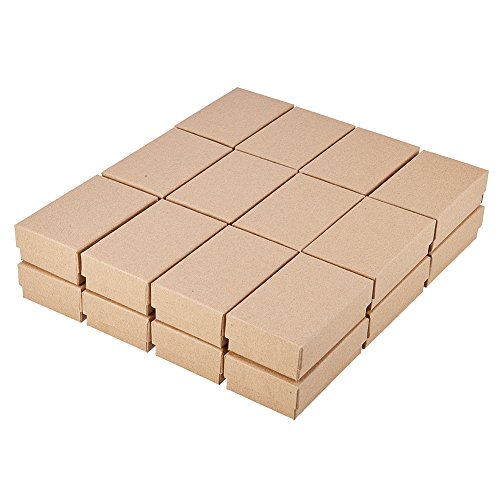 BENECREAT 24 Pack Cajas de Cartón Kraft para Collar 8x5x3cm Pequeña Caja de Regalo Rectácula de Pulsera y Pendientes Cumpleaños Boda Festival