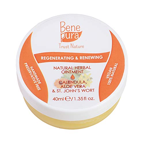 BenePura Regeneración y Renovación - Ungüento de hierbas naturales - Caléndula, Aloe Vera y Hierba De San Juan - Beneficioso Después de Tatuar - Sin conservantes, Vegano, Hecho a mano en la UE- 40 ml