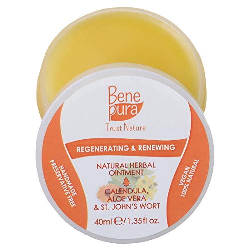 BenePura Regeneración y Renovación - Ungüento de hierbas naturales - Caléndula, Aloe Vera y Hierba De San Juan - Beneficioso Después de Tatuar - Sin conservantes, Vegano, Hecho a mano en la UE- 40 ml