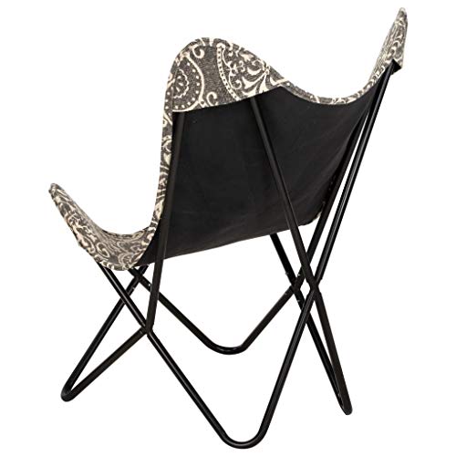 Benkeg Silla Butterfly Mariposa de Lona Negro y Blanco 74 X 66 X 90 Cm, Silla de Salón para Hogar u Oficina