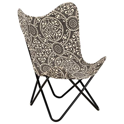 Benkeg Silla Butterfly Mariposa de Lona Negro y Blanco 74 X 66 X 90 Cm, Silla de Salón para Hogar u Oficina