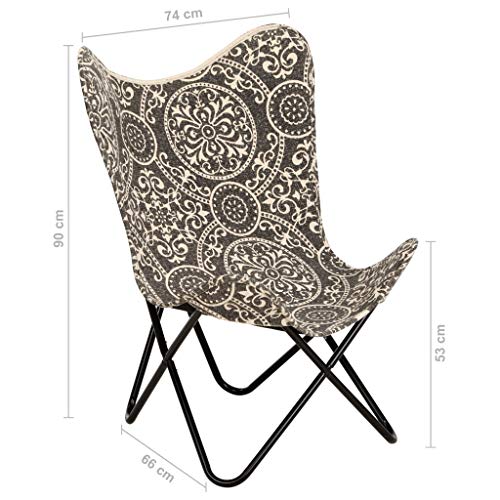 Benkeg Silla Butterfly Mariposa de Lona Negro y Blanco 74 X 66 X 90 Cm, Silla de Salón para Hogar u Oficina