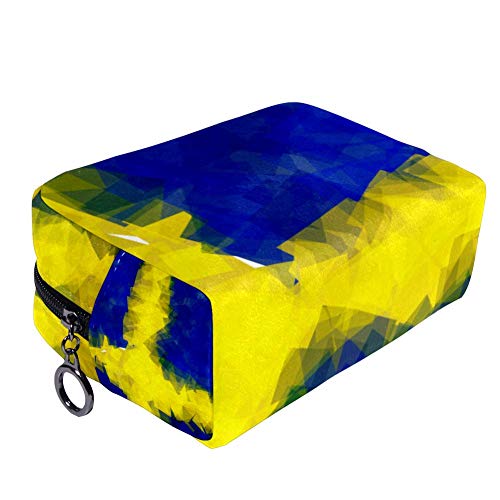 Bennigiry Bandera Sueca Bolsa de Maquillaje Neceser de Viaje Bolsa de Cosméticos Portátil Bolsa de Maquillaje para Mujeres Niñas