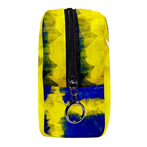 Bennigiry Bandera Sueca Bolsa de Maquillaje Neceser de Viaje Bolsa de Cosméticos Portátil Bolsa de Maquillaje para Mujeres Niñas
