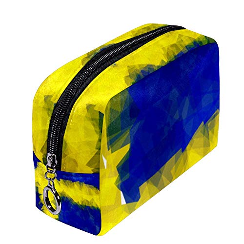 Bennigiry Bandera Sueca Bolsa de Maquillaje Neceser de Viaje Bolsa de Cosméticos Portátil Bolsa de Maquillaje para Mujeres Niñas