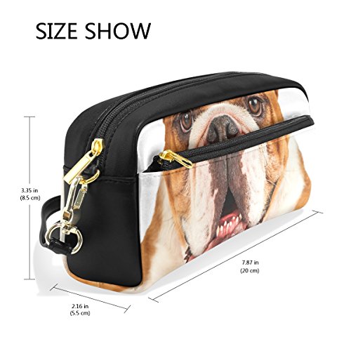 Bennigiry Bulldog - Estuche de piel sintética para lápices, bolígrafos escolares, bolsa de maquillaje de gran capacidad