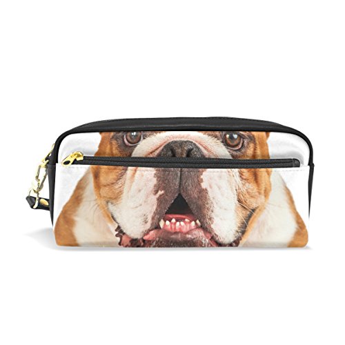 Bennigiry Bulldog - Estuche de piel sintética para lápices, bolígrafos escolares, bolsa de maquillaje de gran capacidad